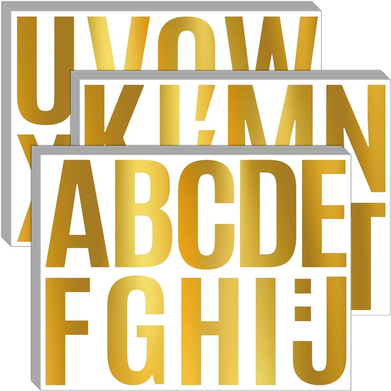 Bemeol 340 Pieces 30 Sheets Large Letter Stickers 4 Inch Self Adhesive Alphabet Letters Stickers for Bulletin Boards Classroom Home Decor(Gold) - Image 1